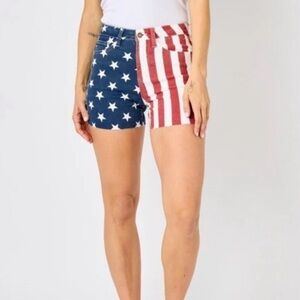 Judy‎ Blue The Betty Ross High Rise American Flag Shorts Women's Large Patriotic